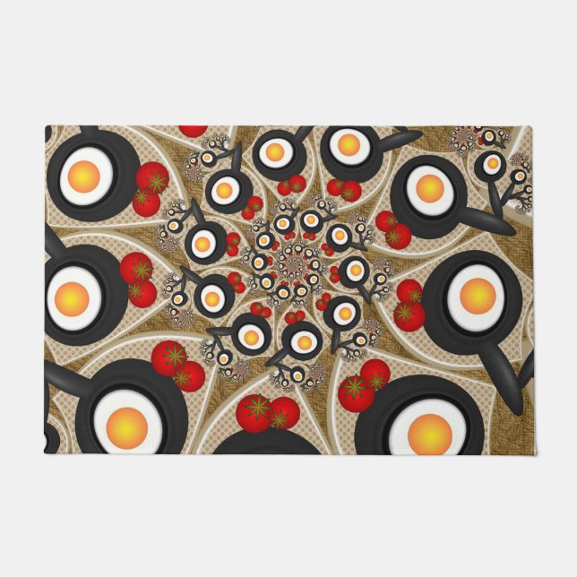 Tapete Comida Engraçada De Arte Fractal, Tomates, Ovos (Frente)
