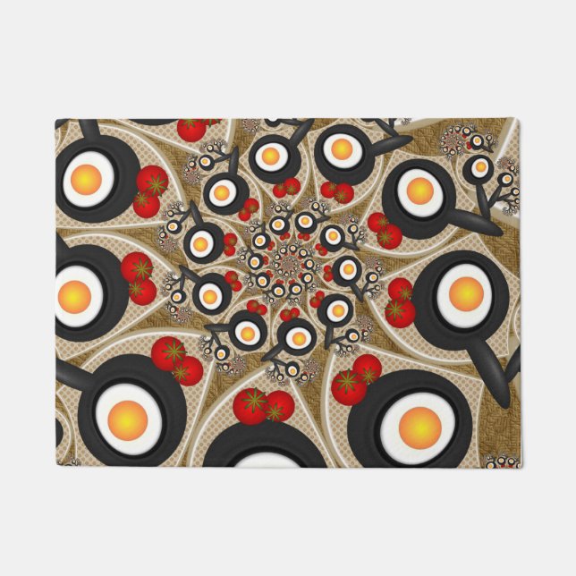 Tapete Comida Engraçada De Arte Fractal, Tomates, Ovos (Frente)