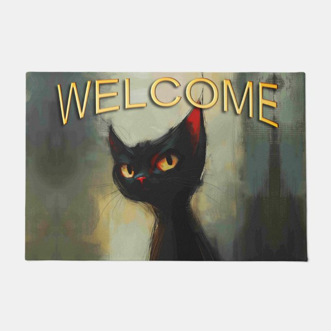 Tapete Conhecendo o Gato Ninja Preto Bem-vindo (Frente)