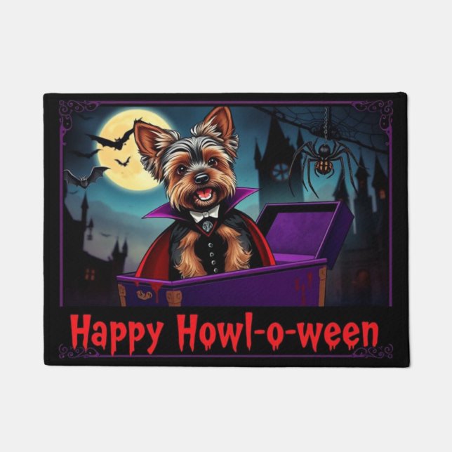 Tapete Contar Yorkie Feliz Como-ó-ween (Frente)