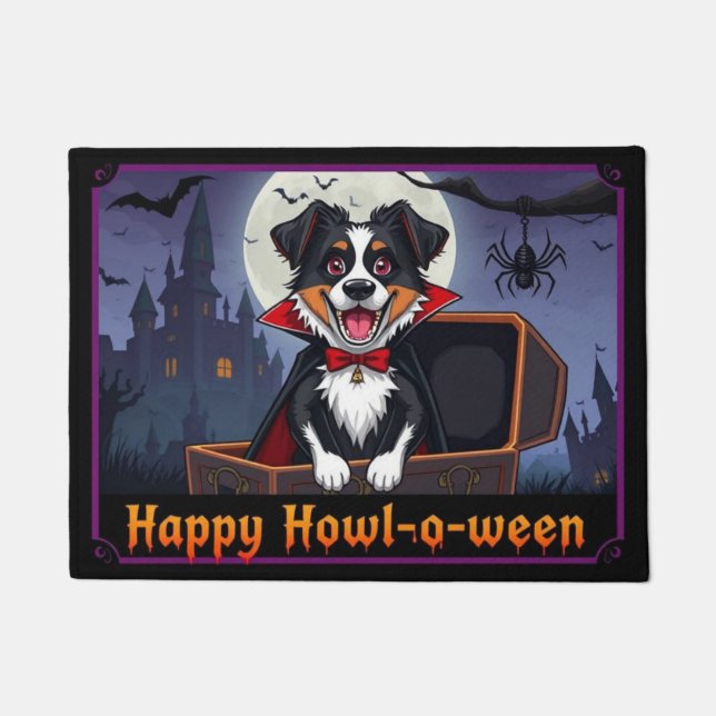 Tapete Conte Australian Shepherd Feliz Como-dia-das-Bruxa (Frente)