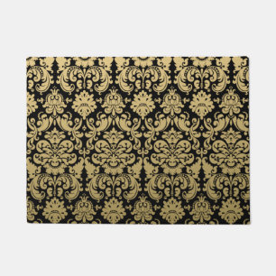 Tapete Cor damasco elegante Dourado e preta