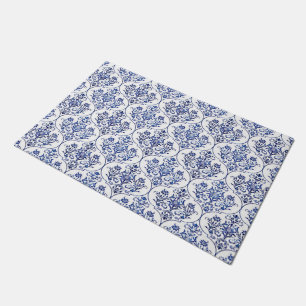 Tapete Cor damasco florescente - azul + sua ideia