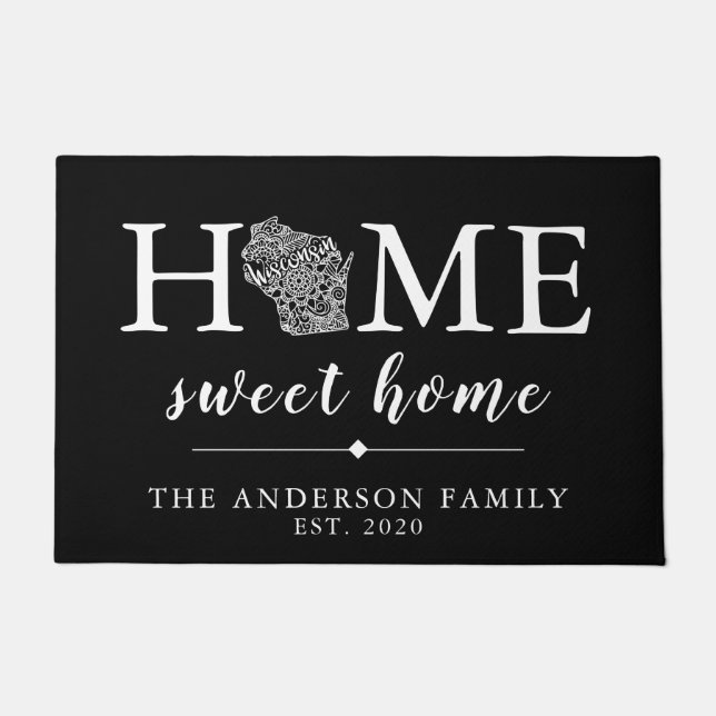 Tapete Cor Editável Estado Personalizado WISCONSIN (Frente)