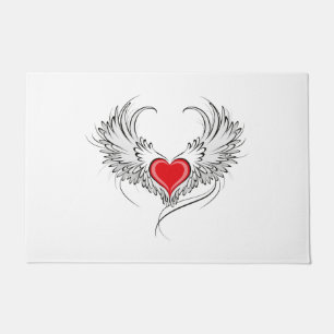 Tapete Coração Anjo Vermelho com asas