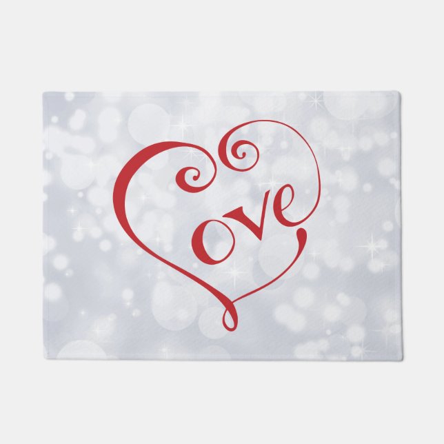 Tapete Coração de Amor com Mão em Vermelho (Frente)