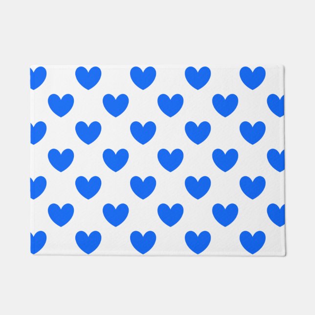 Tapete Corações de polca azul em branco (Frente)