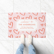 Corações - endereço da família rosa e vermelha