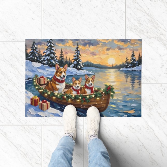 Tapete Corgi Christmas Boat Holiday (Interior)