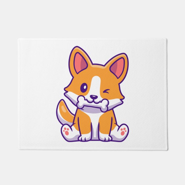 Tapete Corgi cúmulo com osso (Frente)