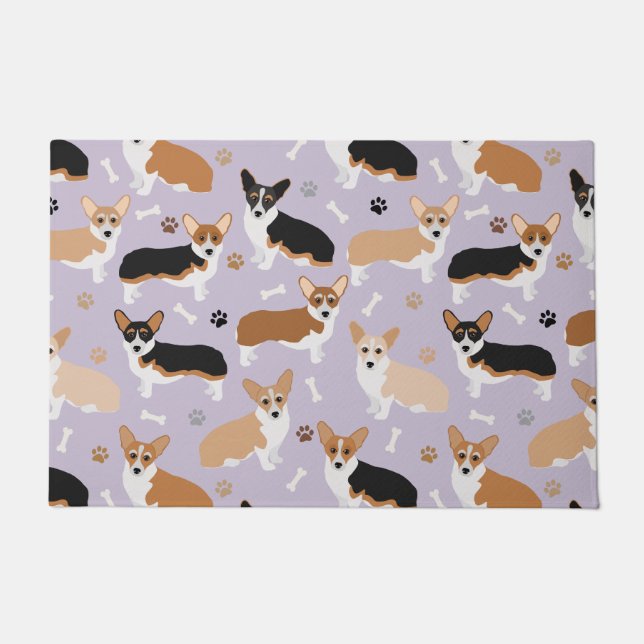Tapete Corgi Dog Paws e Bones Doormat (Frente)