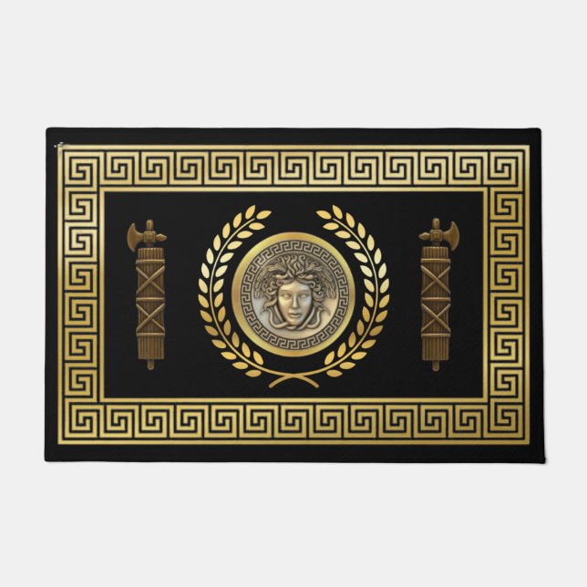 Tapete Coroa de Louros de Medusa Chave Grega Fasces (Frente)