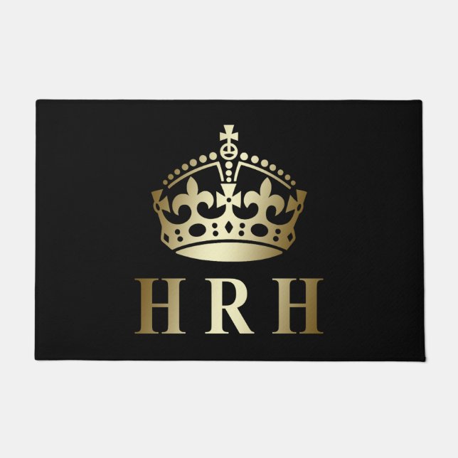 Tapete Coroa Real HRH Dourada E Negra (Frente)