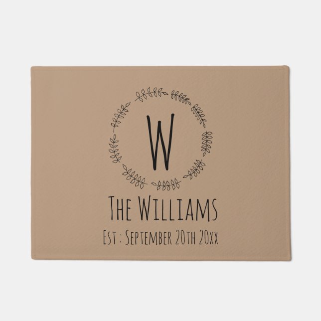 Tapete Coroa Rústica Desenhada À Mão Com Monograma | Bem- (Frente)