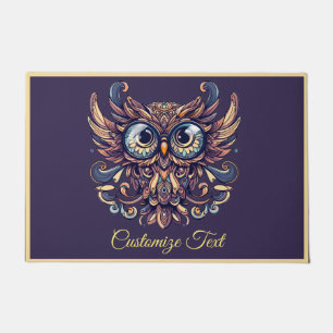 Tapete Coruja Azul e Dourada Elegante Personalizada