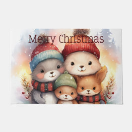 Tapete Cozy Woodland Animal Family Merry Christmas