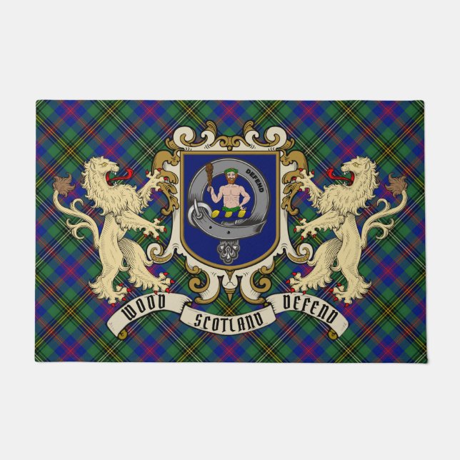Tapete Crachá de Clã de Madeira e Tartan (Frente)