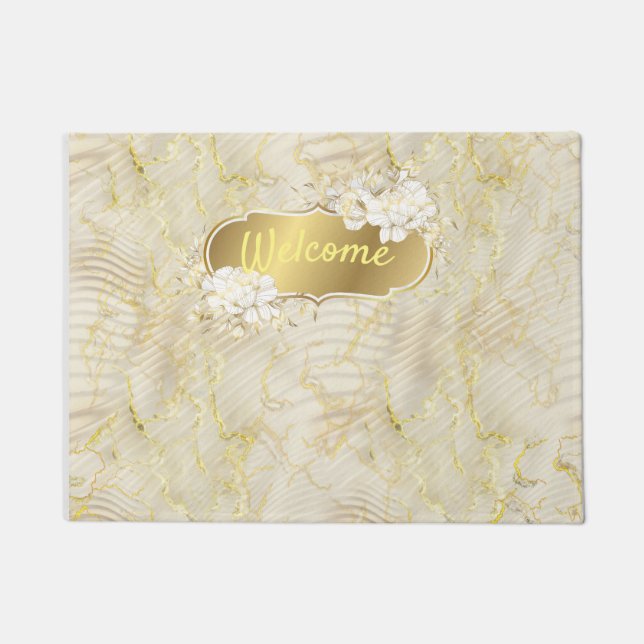 Tapete Creme Ripple Elegante e Dourado (Frente)