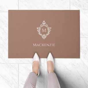 Tapete Crest Monogram Marrom Branco Inicial & Nome elegan