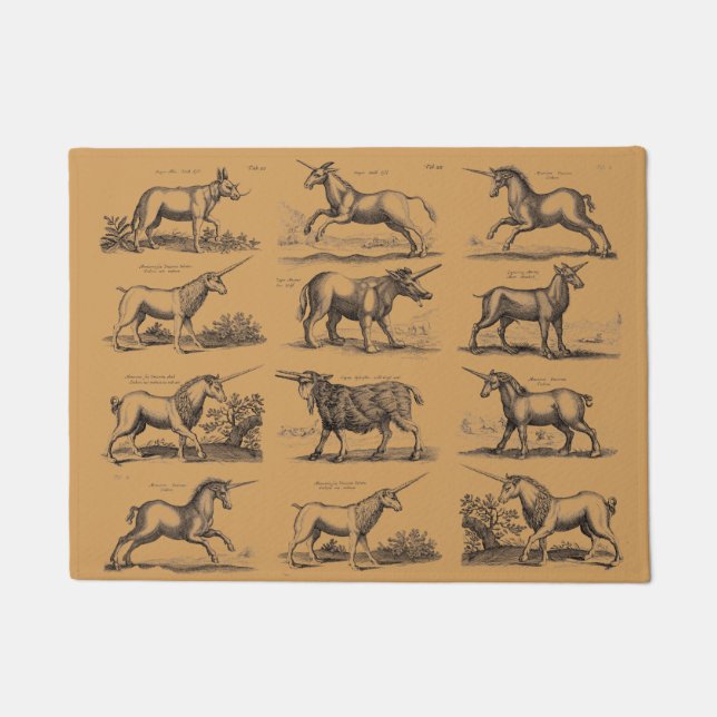 Tapete Criatura Mágica Clássica do Unicórnio Antiquado (Frente)