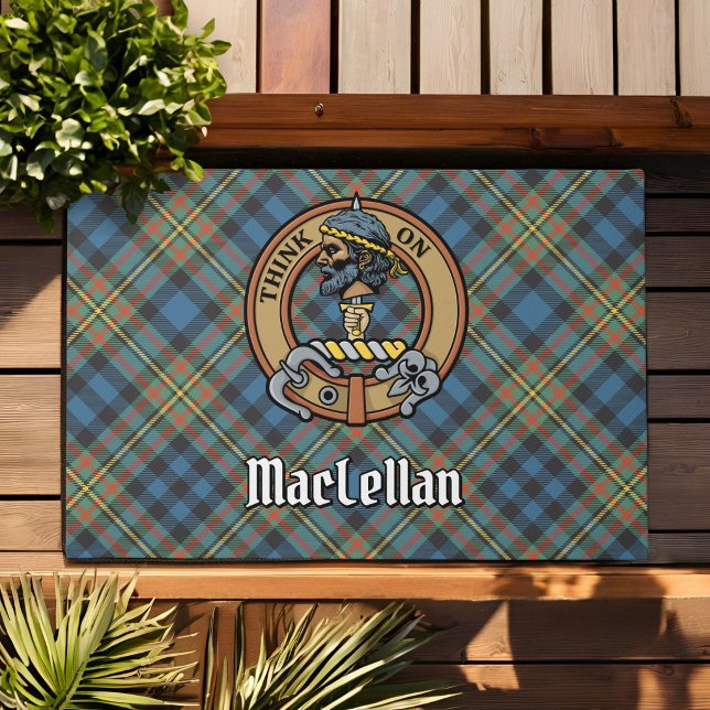 Tapete Crista do Clã MacLellan sobre Tartan Antigo (Criador carregado)