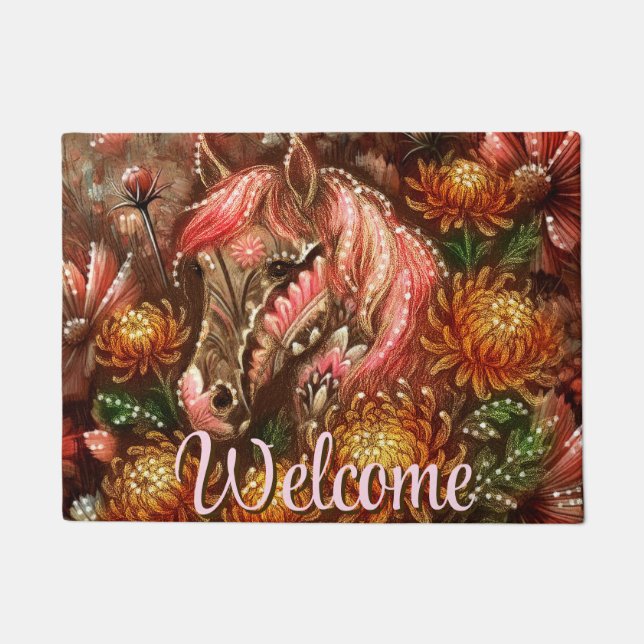 Tapete Crítemos Florais do Autumn Horse Personalizados (Frente)