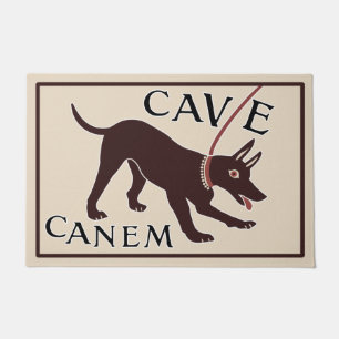 Tapete Cuidado com a imagem greco-romana do cão "Cave Can