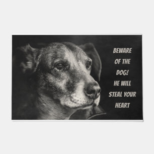 Tapete Cuidado com o cão, foto personalizada de animais d
