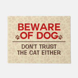 Tapete Cuidado com o cão não confie em gato