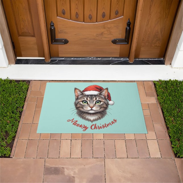 Tapete Custom Cute Christmas Cat with Santa Hat (Ar livre)