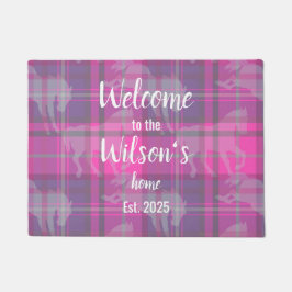 Tapete Custom Equestrian Tartan Family Welcome Coir Mat