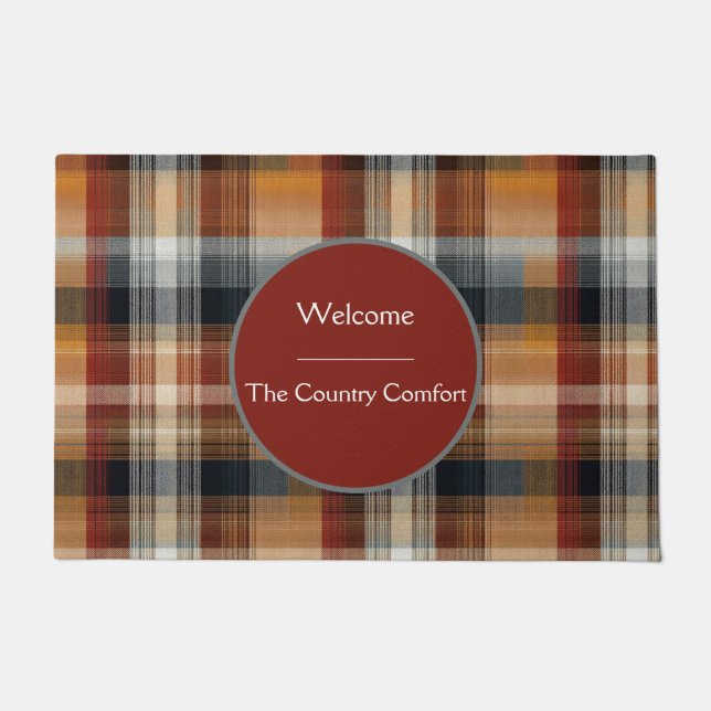 Tapete Custom Guest Door Mat Gingham Vacation Rentals (Frente)