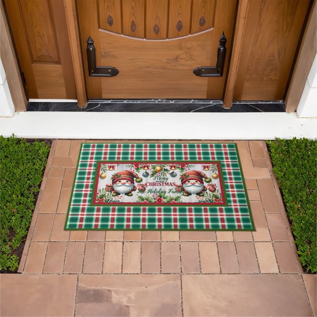 Tapete Customize This Cute Christmas Doormats with Gnomes (Ar livre)