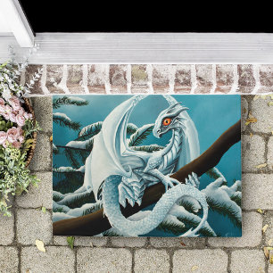 Tapete Cute Dragão Branco de Inverno Árvore de Pinheiro N