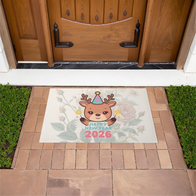 Tapete cute happy new year 2026 welcome door mat (Ar livre)