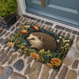 Tapete Cute Hedgehog Tapeçaria William Morris Style