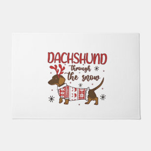 Tapete Dachshund Através da Neve Natal Amante de Cães