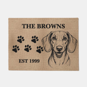 Tapete Dachshund Cute & Custom Family Name Bem-vindo