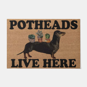 Tapete Dachshund Dog Potheads Vivem Aqui Mat, Planta