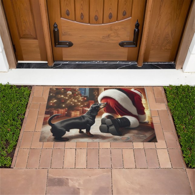 Tapete Dachshund e Papai Noel  (Ar livre)