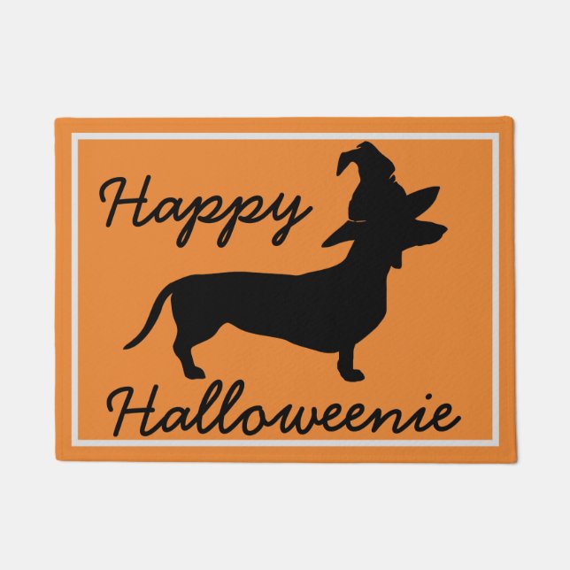 Tapete Dachshund feliz de Halloweenie o Dia das Bruxas (Frente)