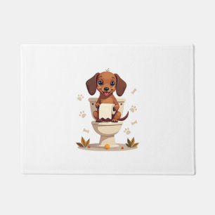 Tapete Dachshund Fofo Antigo no Cartoon de Banheiro com V