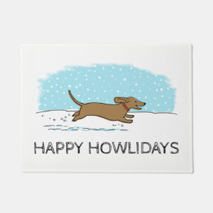 Tapete Dachshund no Feriado de Neve  Personalizado em Cut