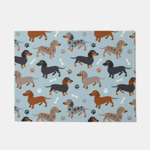Tapete Dachshund Paws e Ossos - Azul