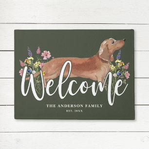 Tapete Dachshund Wildflower Green Welcome