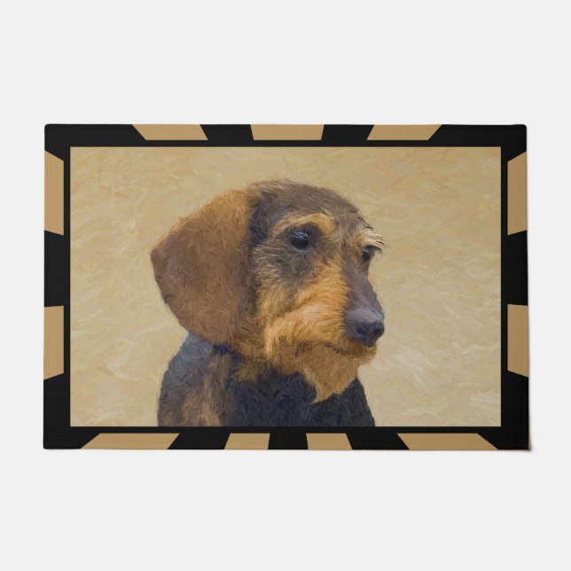 Tapete Dachshund (Wirehaired): Pintura original de cães (Frente)