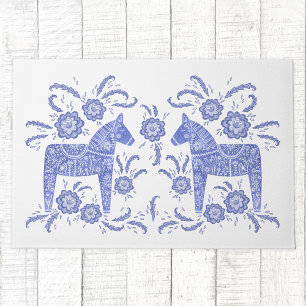Tapete Dala Horse Blue e White Doormat