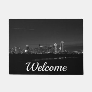 Tapete Dallas Skyline Dawn Pano Grayscale Bem-Vindo Doorm
