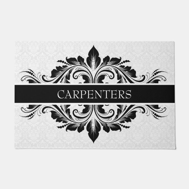 Tapete Damasco Branco E Lace Floral Preto (Frente)