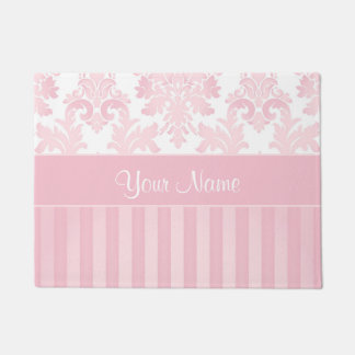 Tapete Damasco cor-de-rosa personalizado bonito e listras